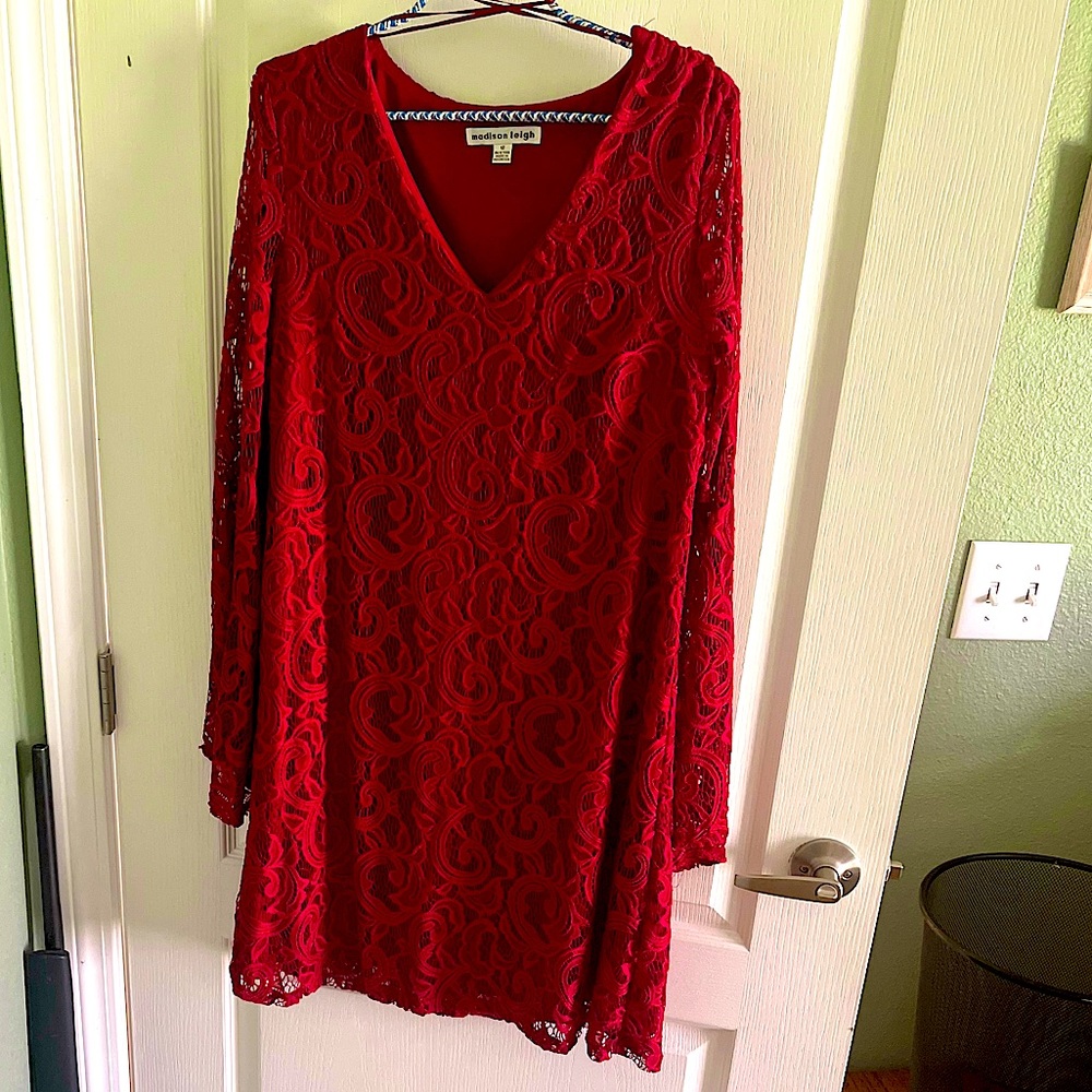 Madison Leigh Red lace cocktail dress
